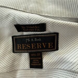 Mens Joseph A Bank Reserve 16 1/2 by 33 Dress Shirt Gray and White and Charcoal